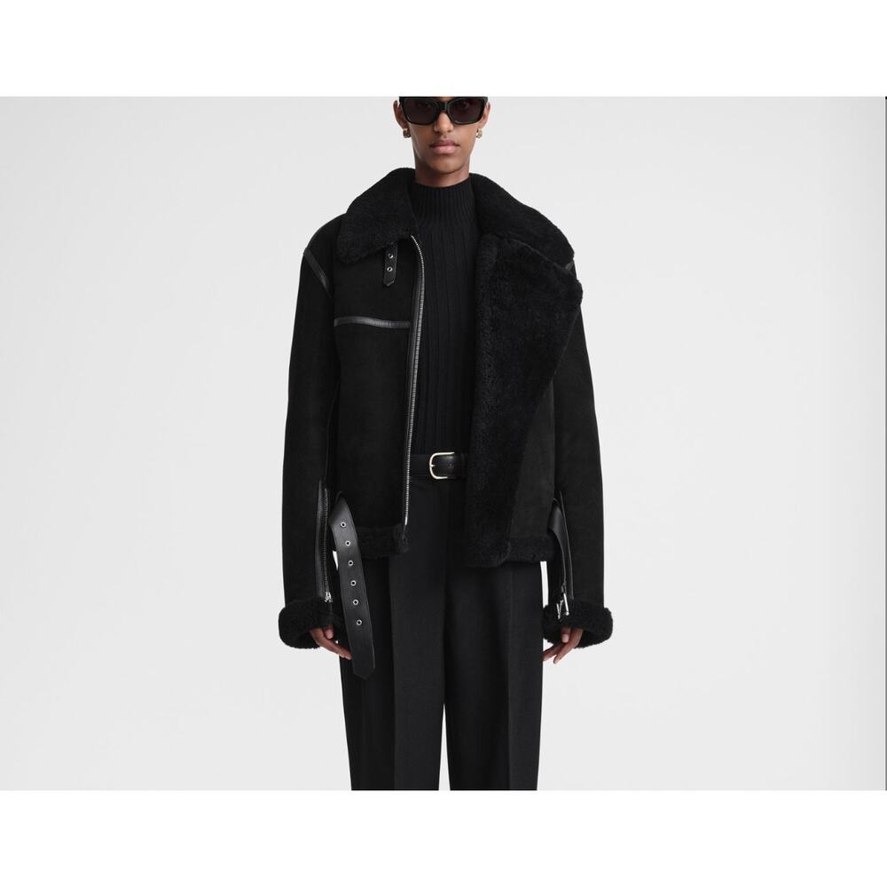 Toteme Shearling Aviation Jacket Black NWT